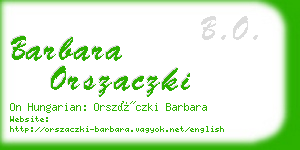 barbara orszaczki business card